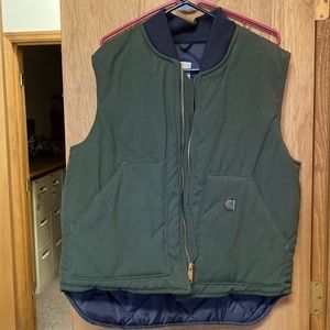 Vintage Carhartt V02 Spruce Green Duck Canvas Quilted Mens Vest Size Large Reg
